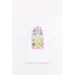 CASABLANCA WHITE TENNIS LANDSCAPE TENNIS LANDSCAPE T SHIRT